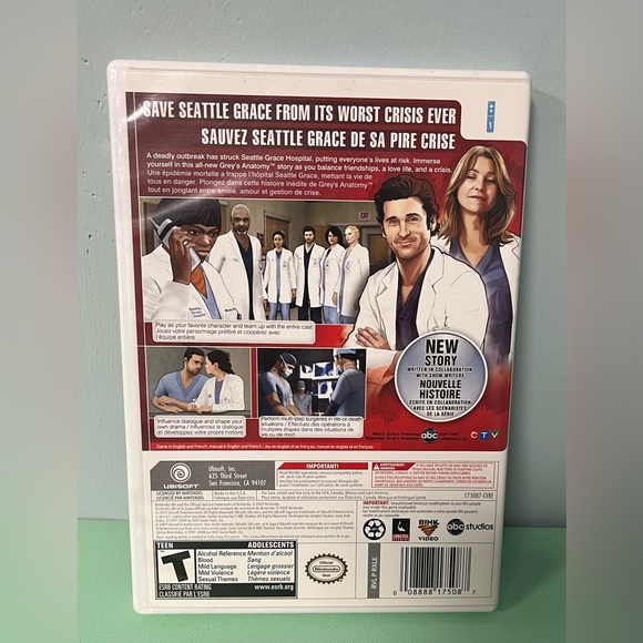 Grey’s Anatomy The Video Game, Rated Teen, Wii game - Picture 2 of 5